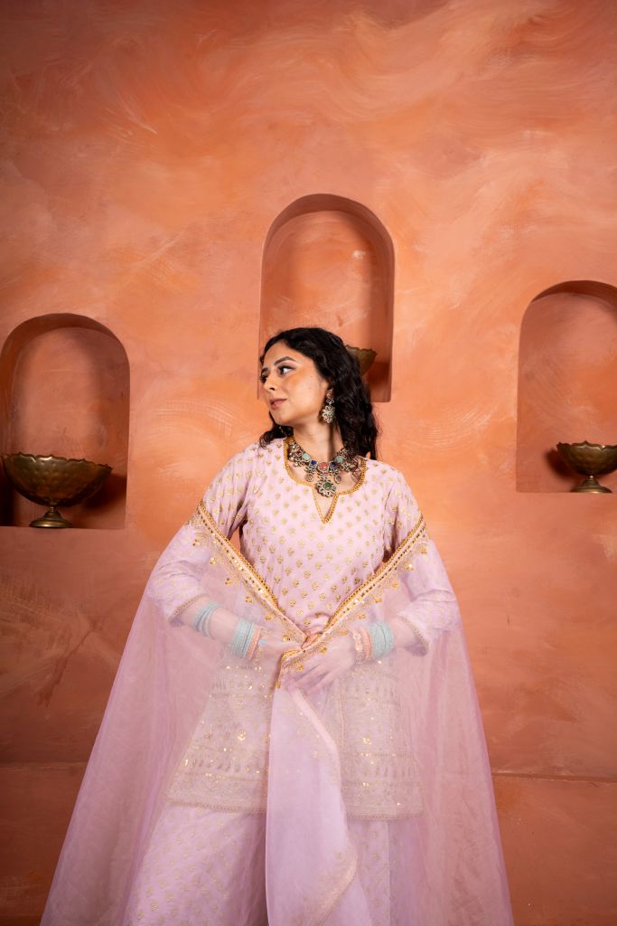 Zuri Light Pink Sharara Set