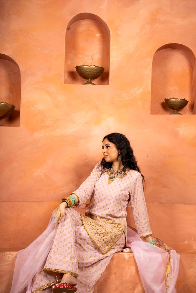 Zuri Light Pink Sharara Set
