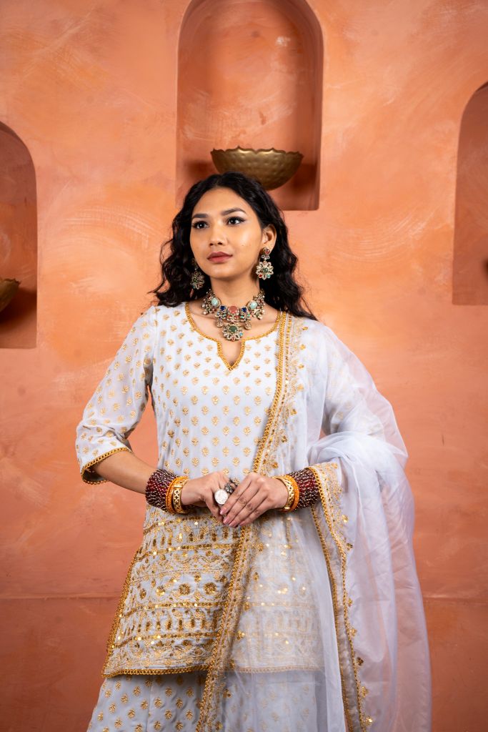 Zuri Grey Sharara Set