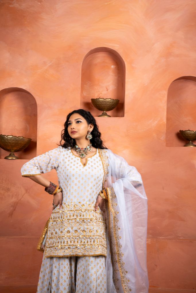 Zuri Grey Sharara Set