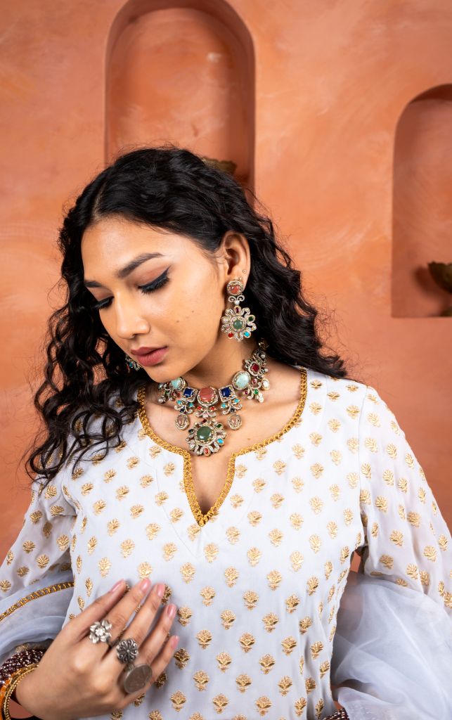 Zuri Grey Sharara Set