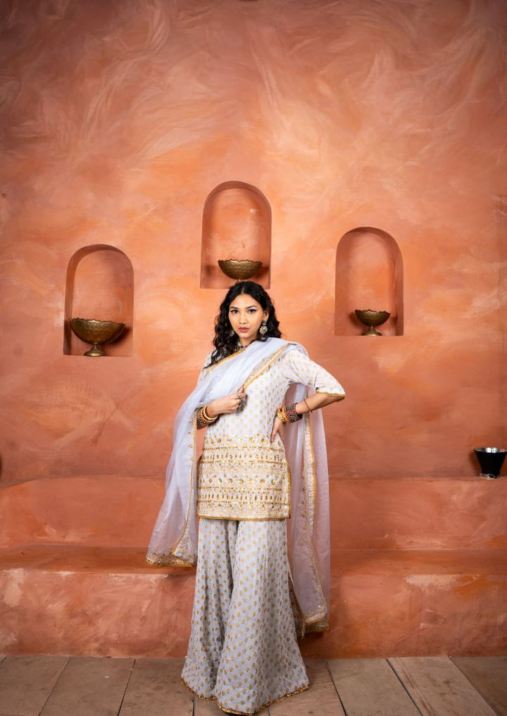 Zuri Grey Sharara Set