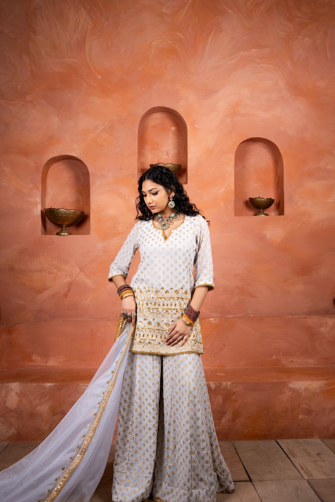 Zuri Grey Sharara Set