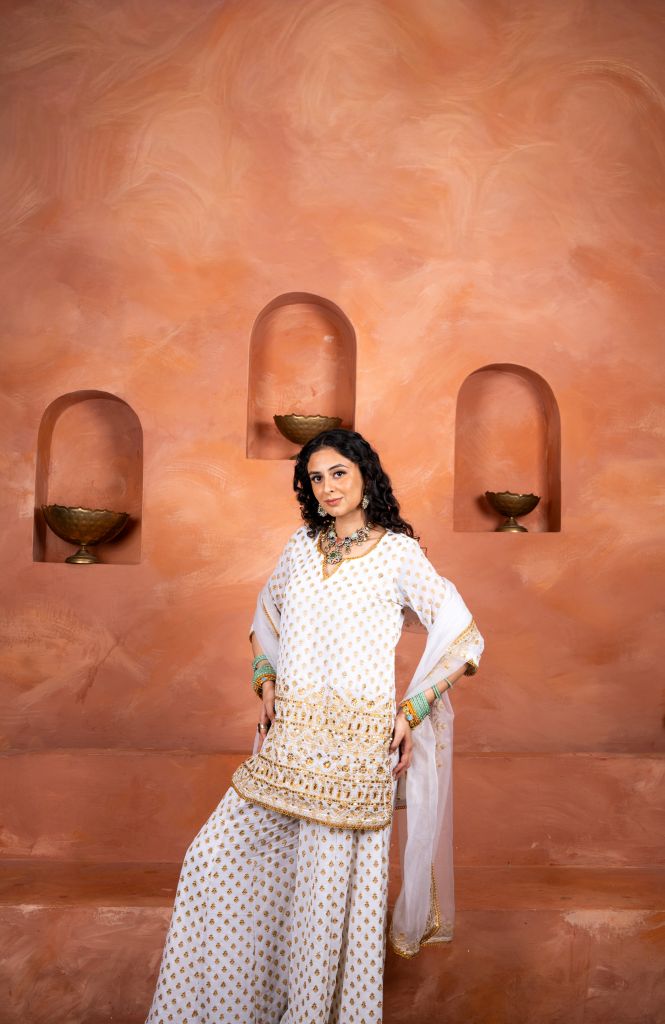 Zuri White Sharara set