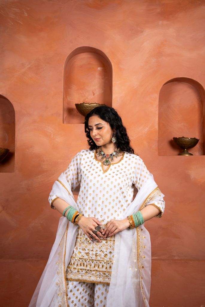 Zuri White Sharara set