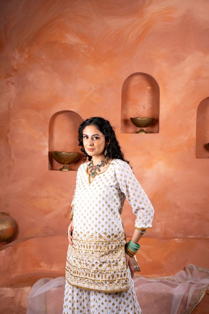 Zuri White Sharara set