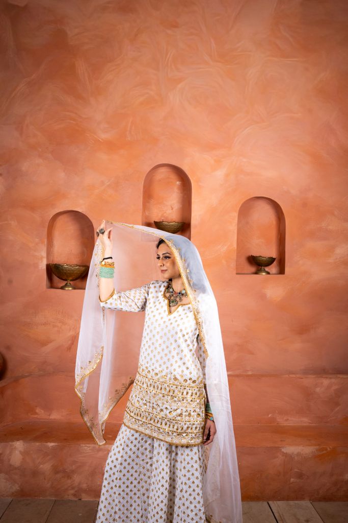Zuri White Sharara set