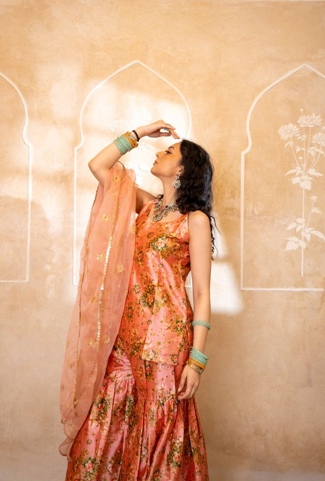 Nirali Peach Sharara set