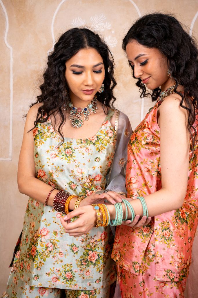 Nirali Peach Anarkali set Gulabo Jaipur
