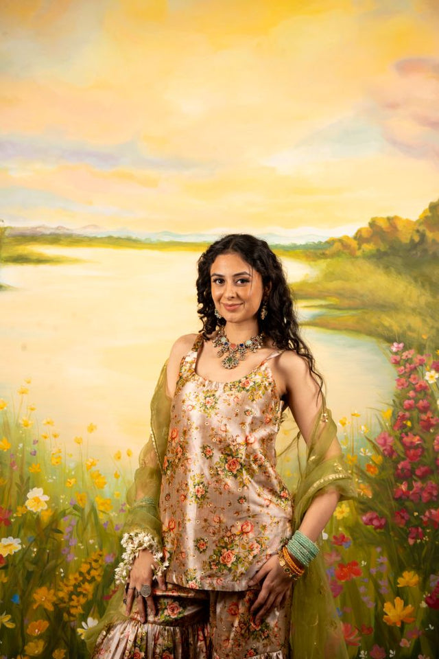 Nirali  Green Sharara set