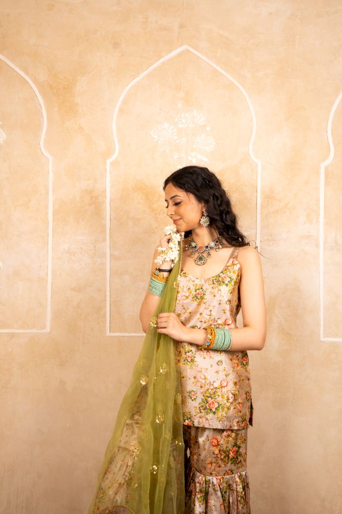 Nirali  Green Sharara set Gulabo Jaipur