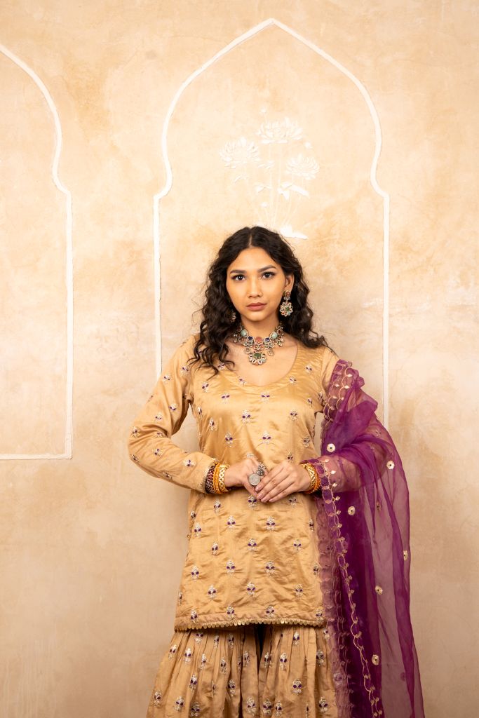 Gifa Golden Sharara Set Gulabo Jaipur