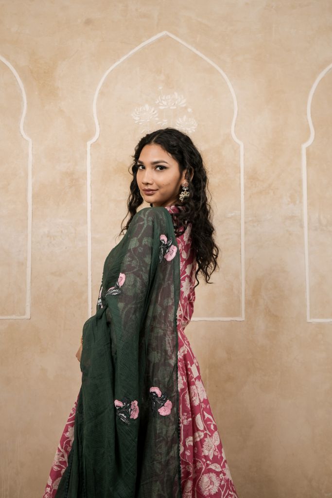 Sparrow Pink Anarkali Set