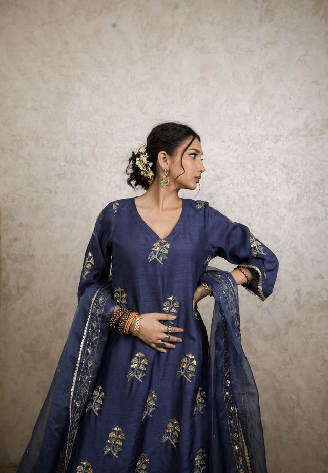 Shyra Navy Blue Straight Set