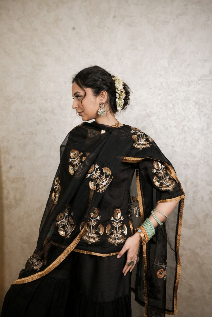 Mita Black Sharara Set