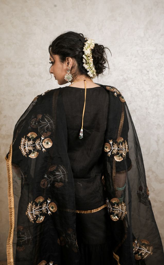 Mita Black Sharara Set