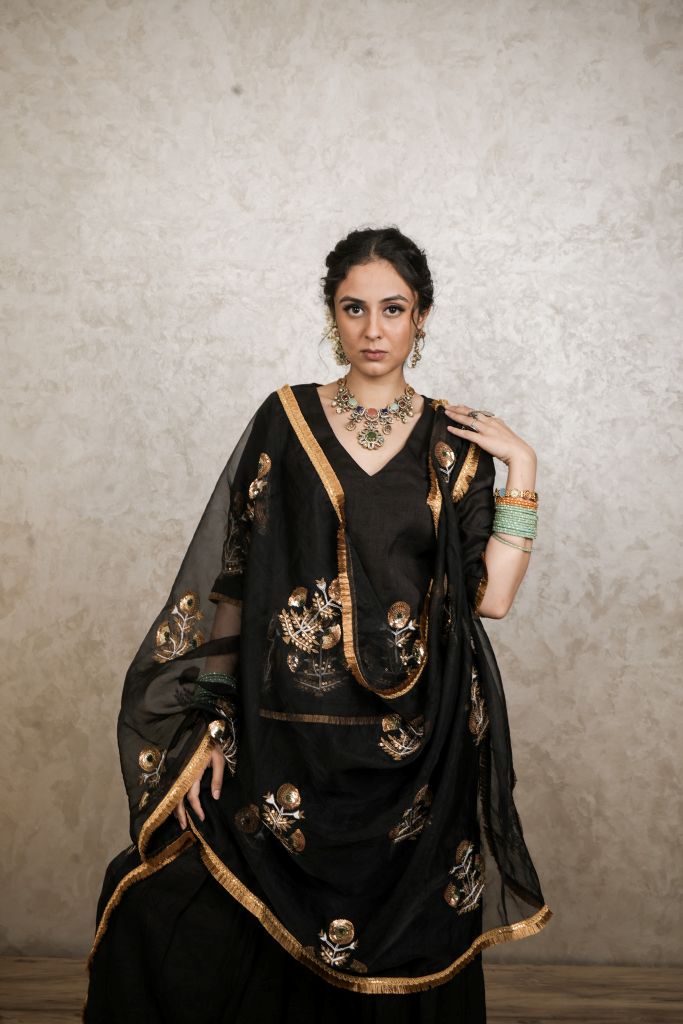 Mita Black Sharara Set