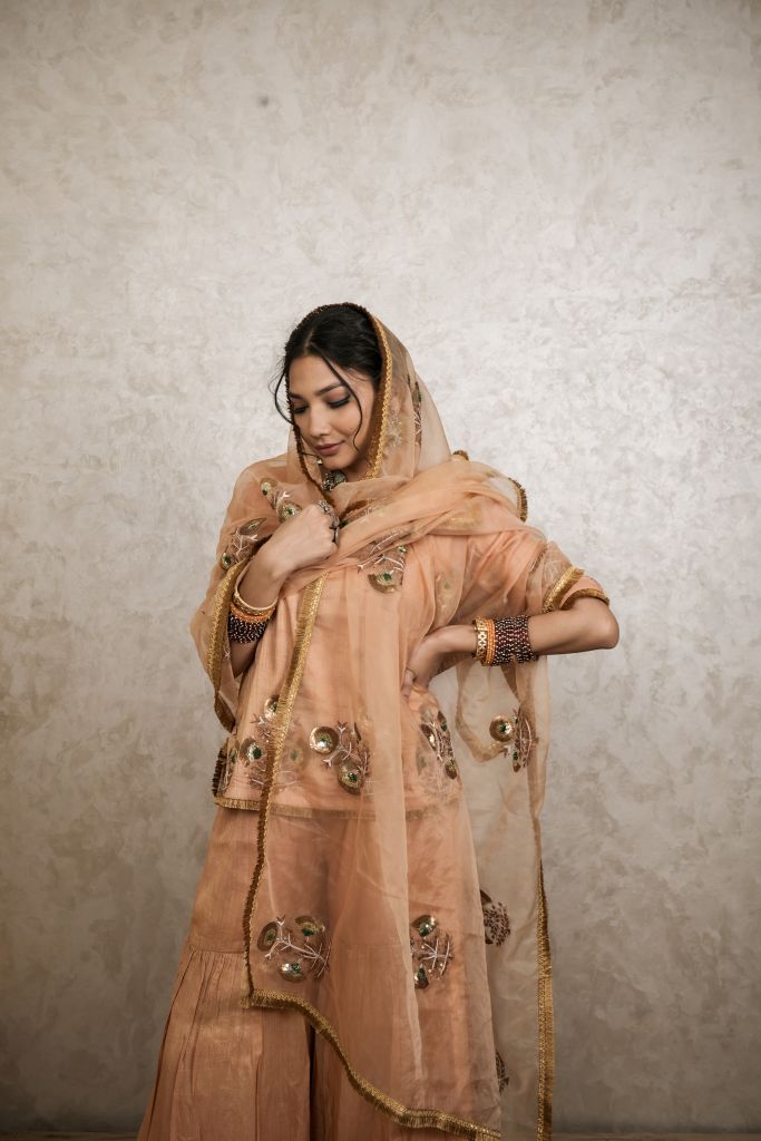 Mita Golden Sharara Set