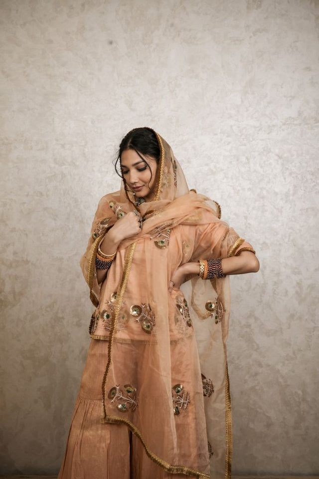 Mita Golden Sharara Set