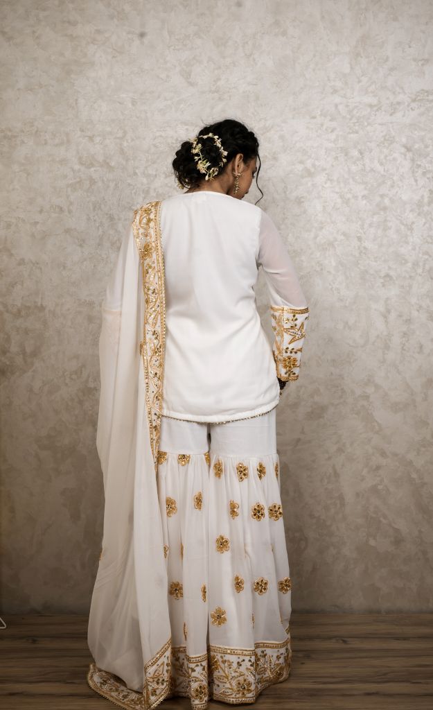 Afroz White Sharara set