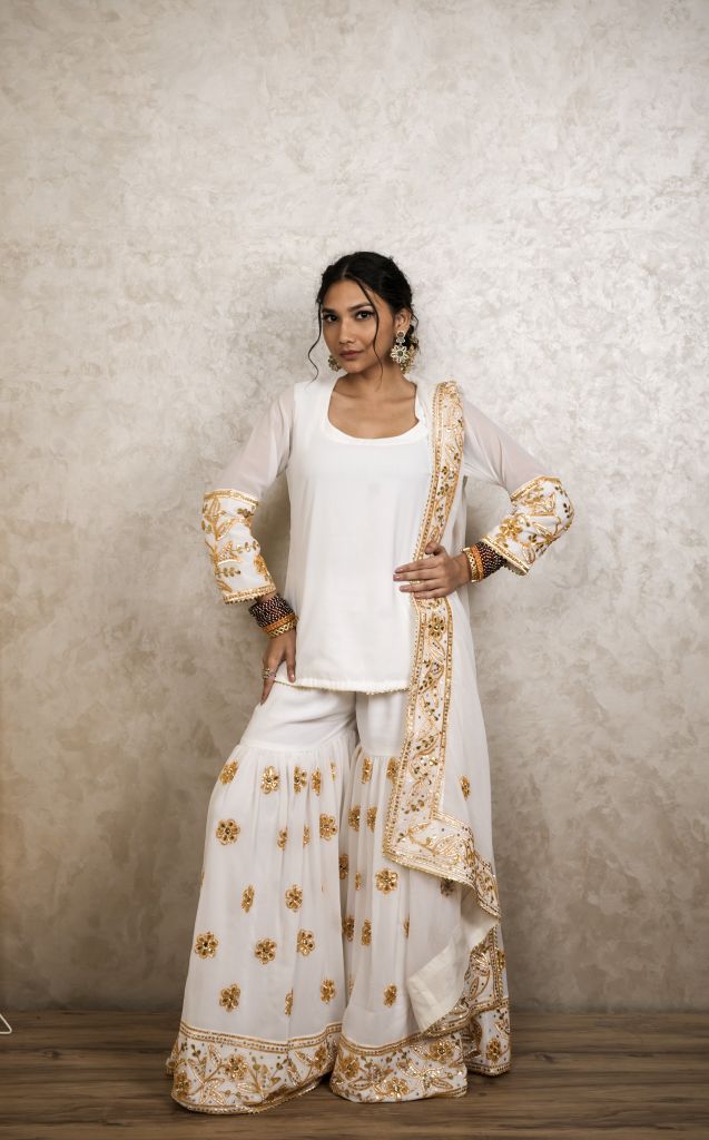 Afroz White Sharara set