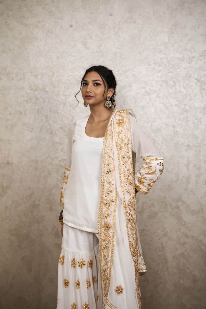 Afroz White Sharara set