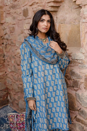 Kayal Blue Kurta Set With Voil Dupatta 6