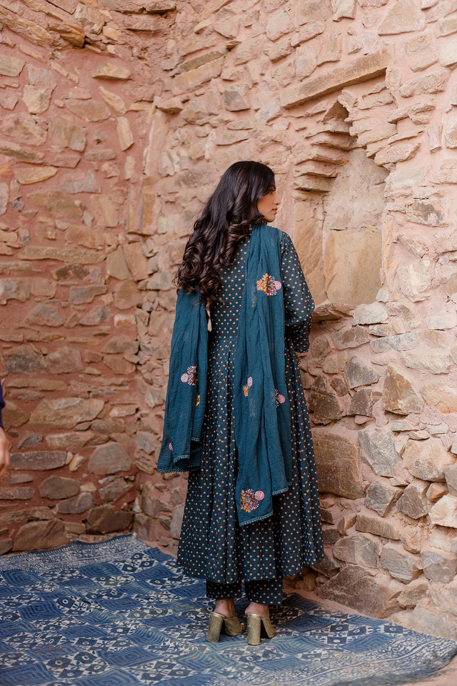 Padma Navy Anarkali Set