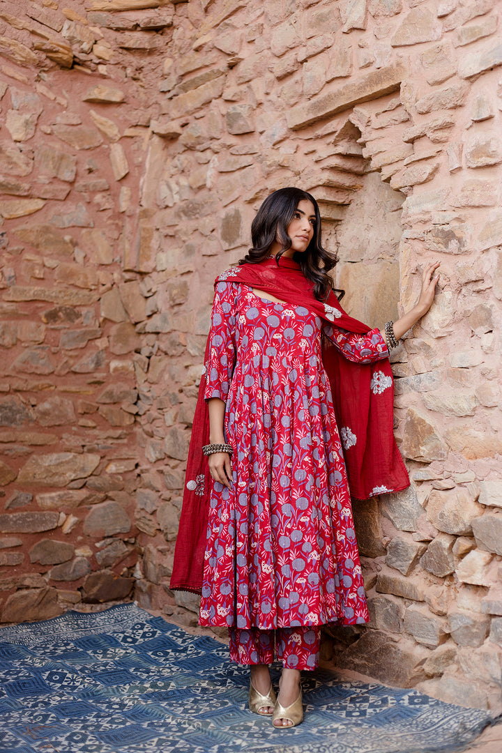 Meena Red Anarkali