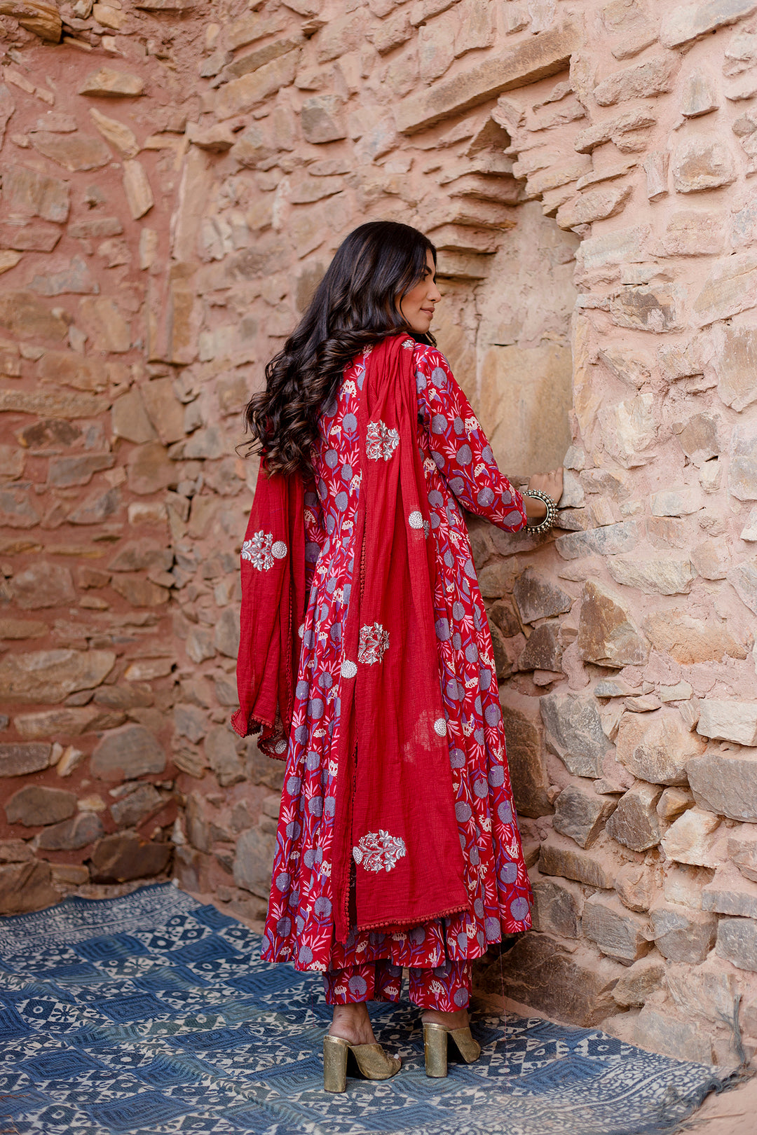 Meena Red Anarkali