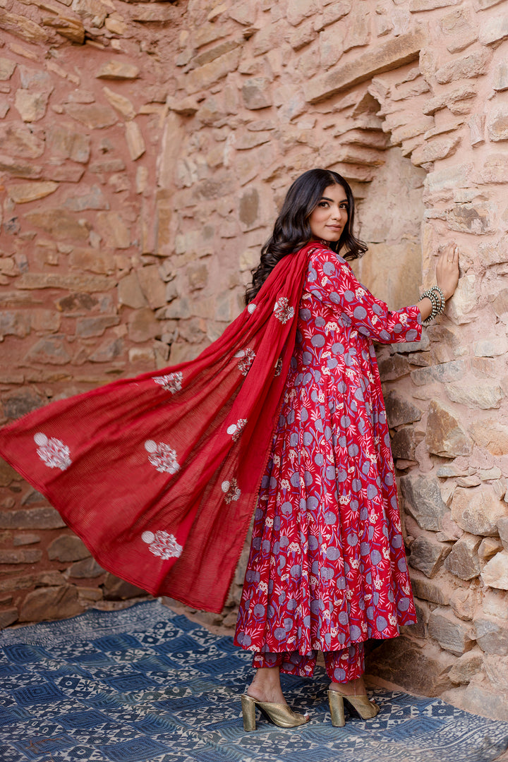 Meena Red Anarkali