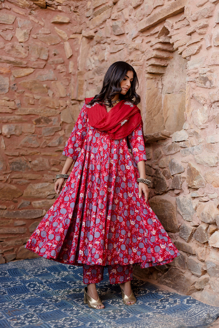Meena Red Anarkali