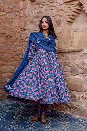 Meena Blue Anarkali — anarkali set, view 6 — Gulabo Jaipur