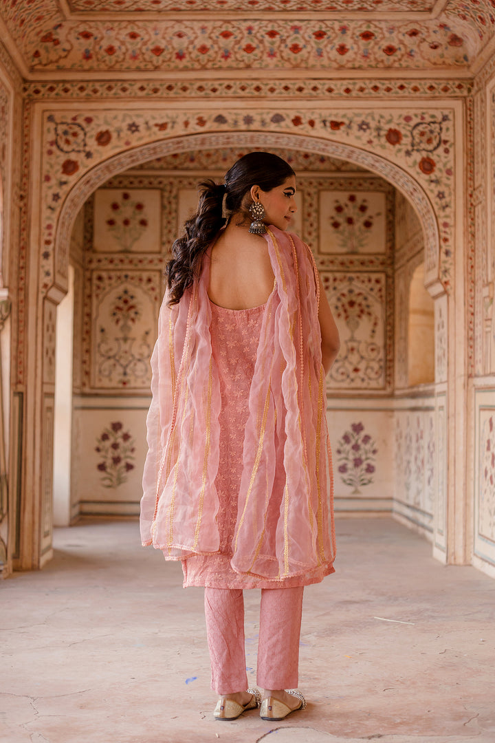 Imrat Cut Sleeves Pink Straight Set