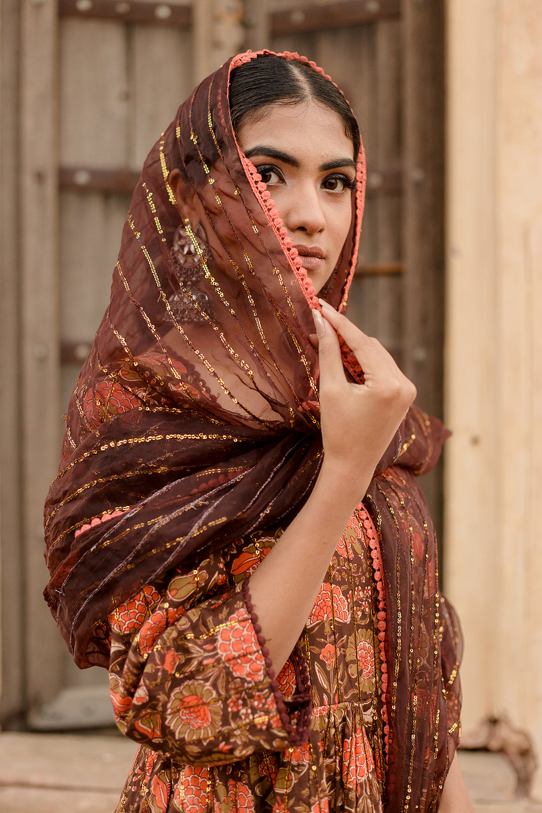 Prital Taari Brown Anarkali Set