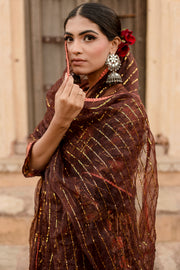 Prital Taari Brown Anarkali Set Gulabo Jaipur