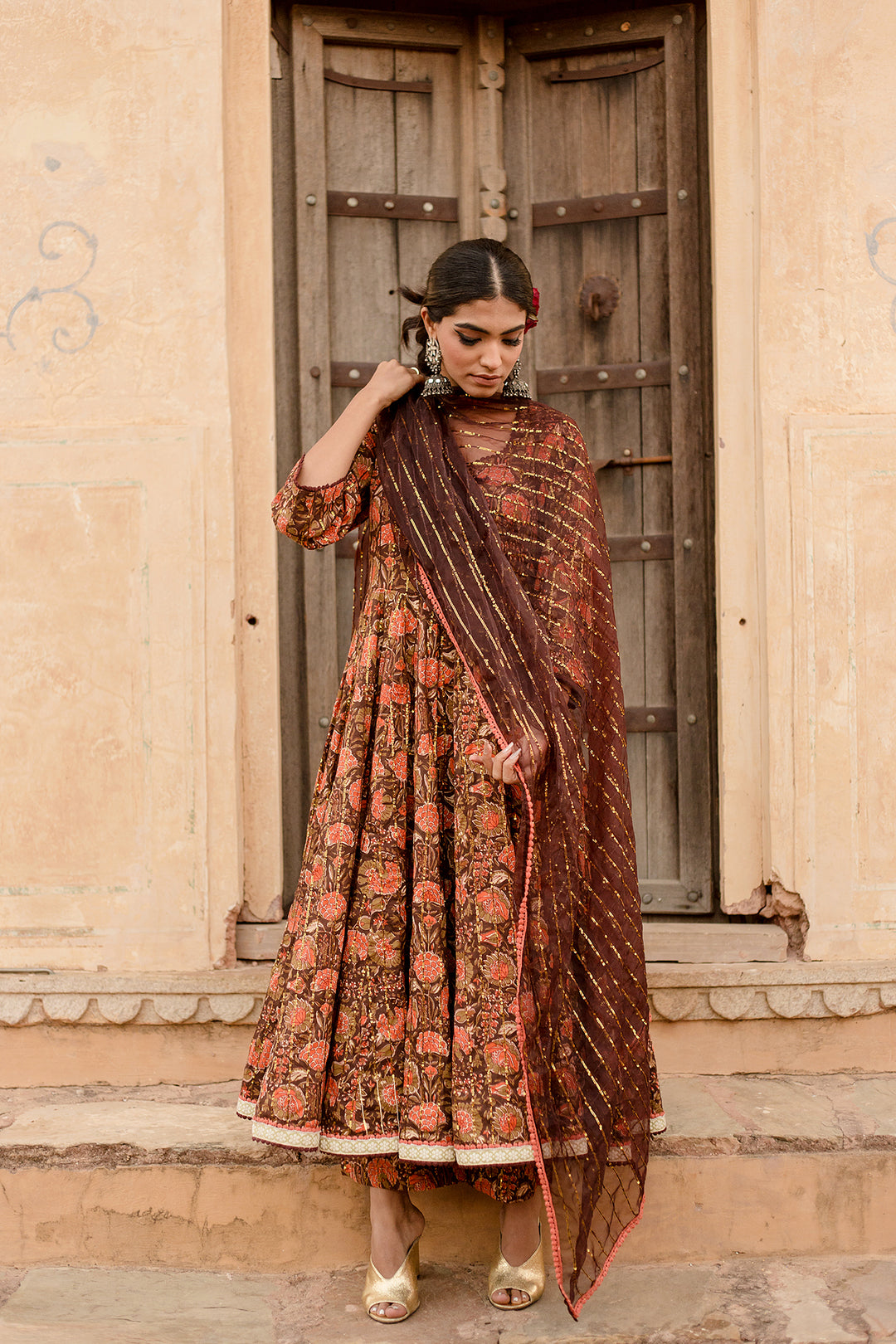 Prital Taari Brown Anarkali Set