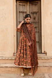 Prital Taari Brown Anarkali Set Gulabo Jaipur