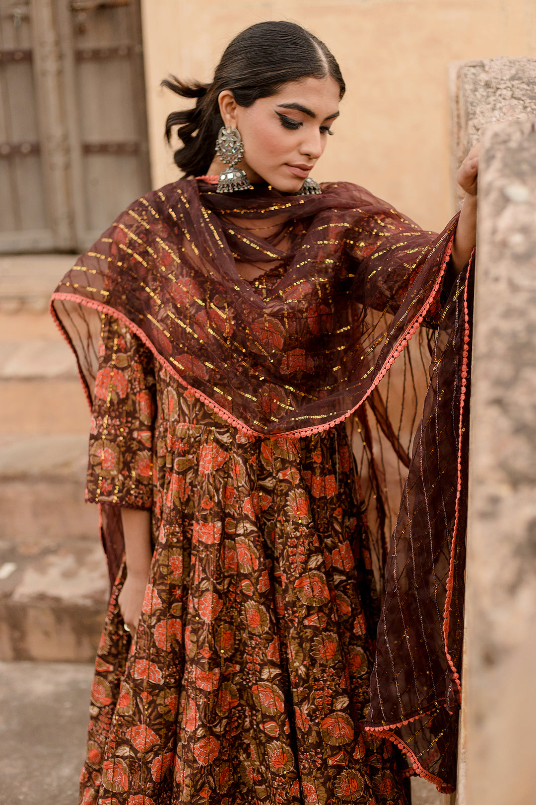 Prital Taari Brown Anarkali Set