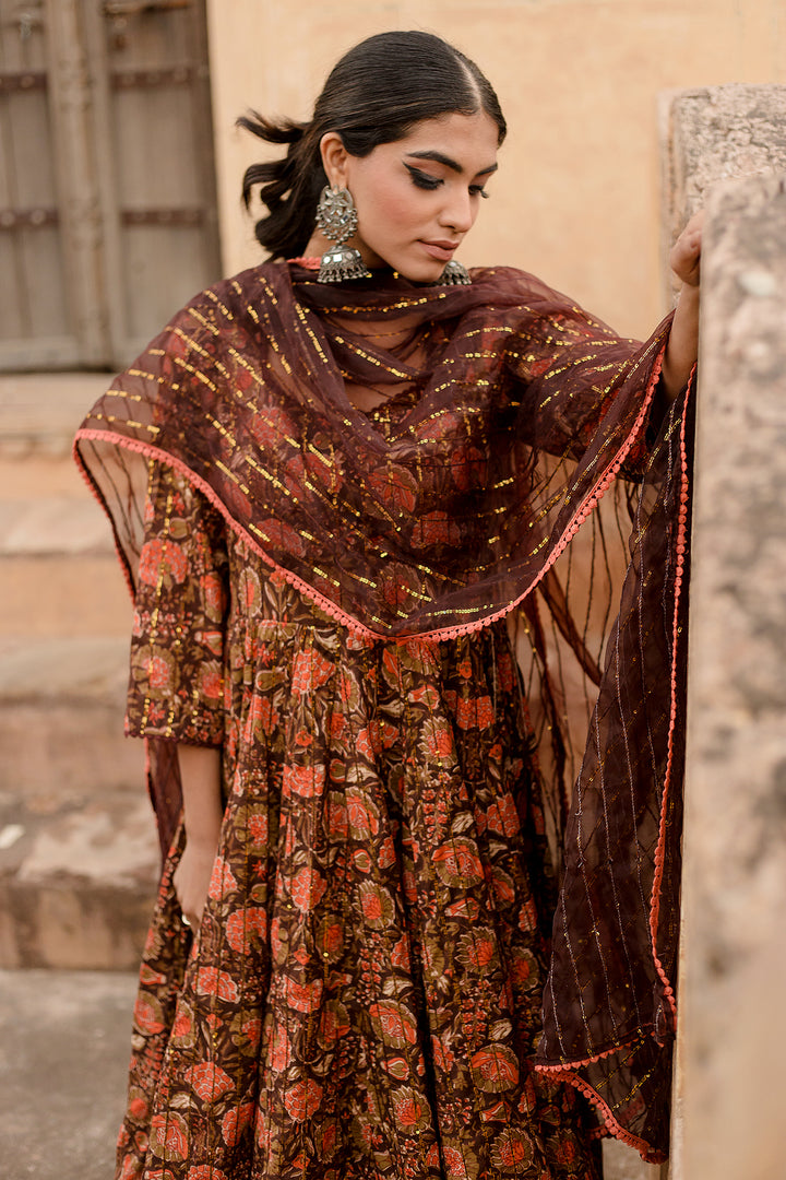 Prital Taari Brown Anarkali Set