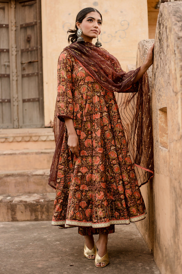Prital Taari Brown Anarkali Set