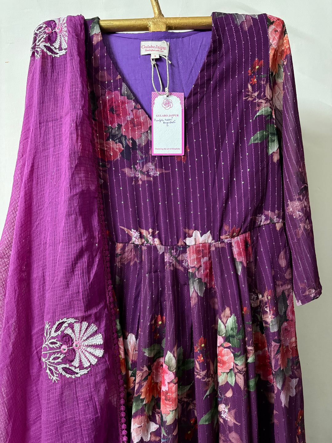 PURPLE TAARI ANARKALI SET Gulabo Jaipur