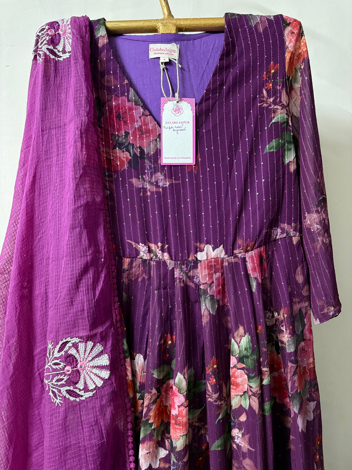 PURPLE TAARI ANARKALI SET Gulabo Jaipur