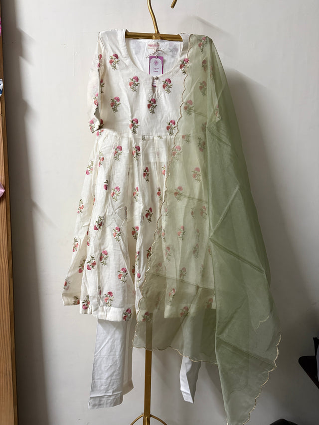 CHANDERI FLORAL ANARKALI SET
