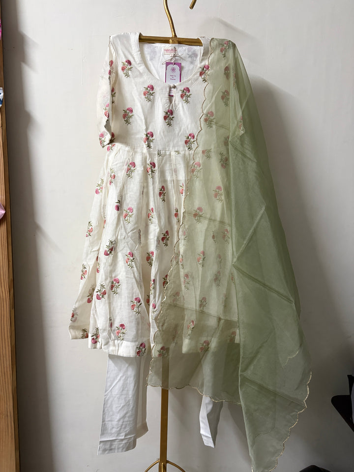 CHANDERI FLORAL ANARKALI SET