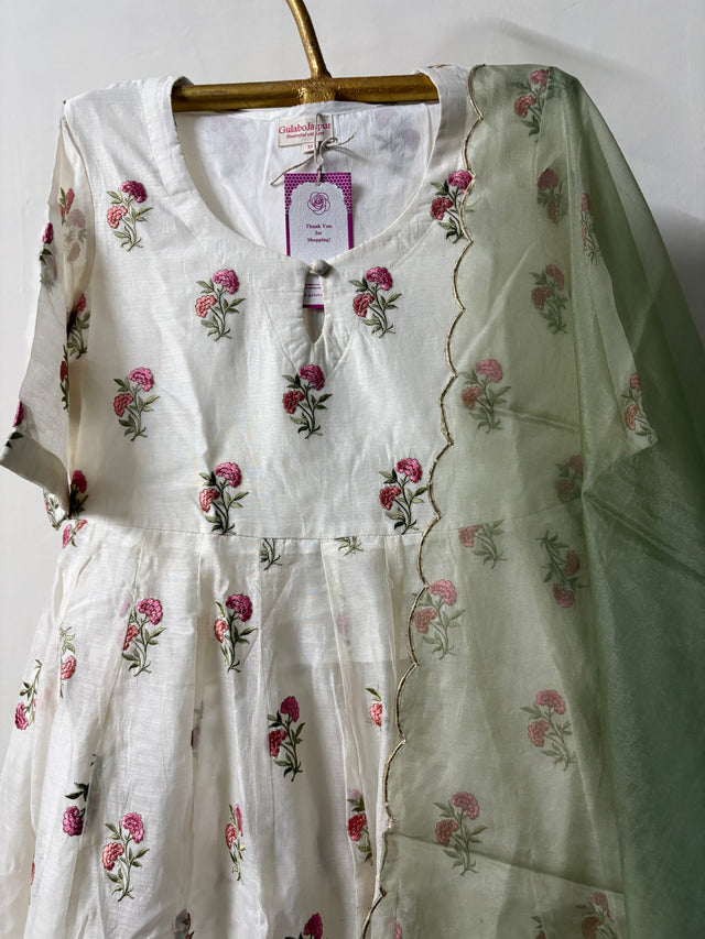 CHANDERI FLORAL ANARKALI SET