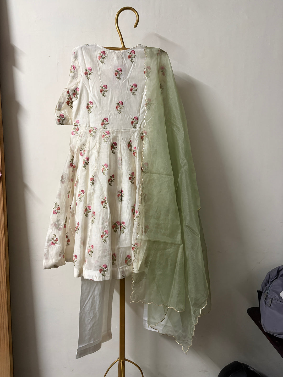 CHANDERI FLORAL ANARKALI SET