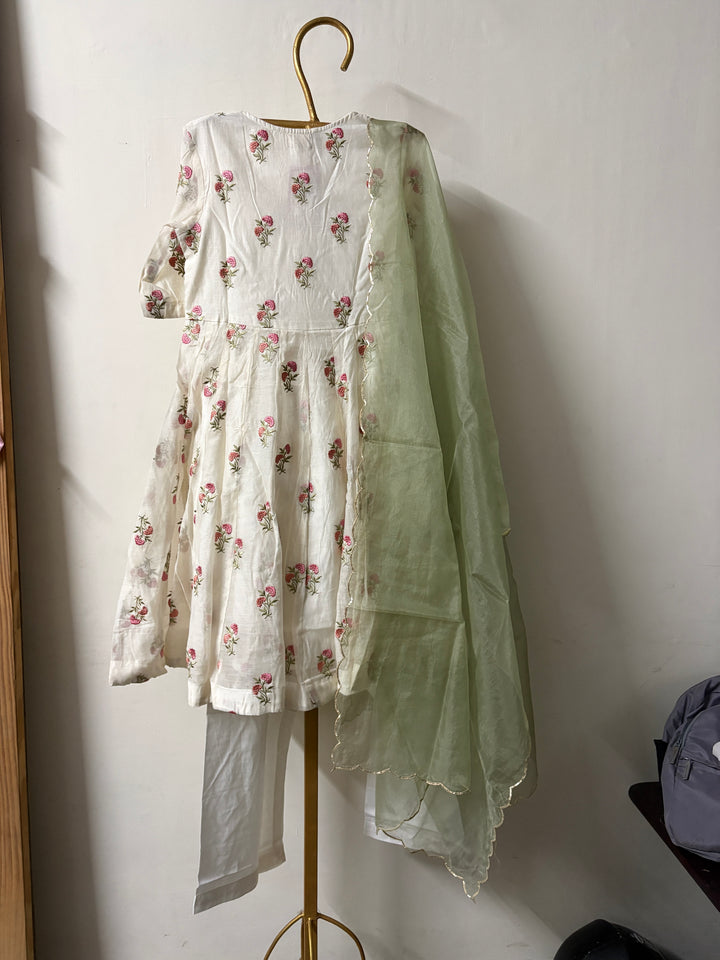 CHANDERI FLORAL ANARKALI SET