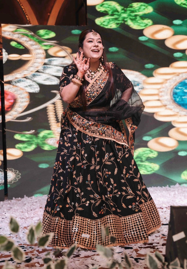 Black Jaal Lehenga Set