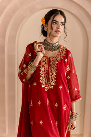 Georgette Straight Gotta Patti Detailing With Dupatta Shama Maroon Kurta Set 6